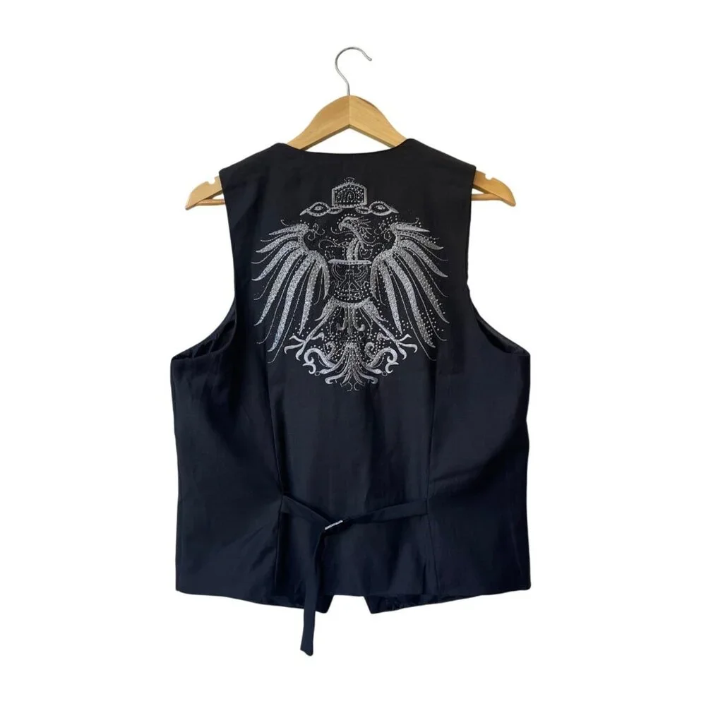 Biker Vest Mens El General Sz S NWT Grunge Western Eagle‎ Motorcycle USA Patriot